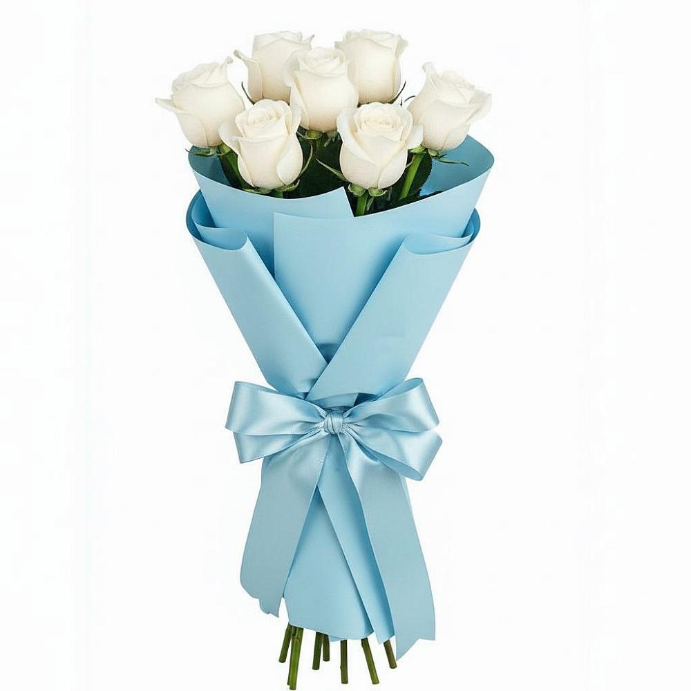 Букет 7 белых роз Проуд в Тимшино