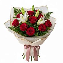 Букет цветов из:  Лилии и Розы #REPLACE_PRED# Тимшино