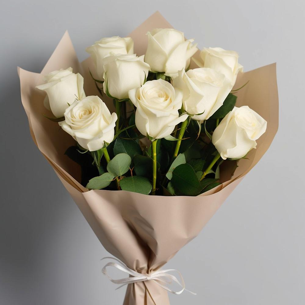 Букет 9 Белых роз Эдлесс Лав в Тимшино