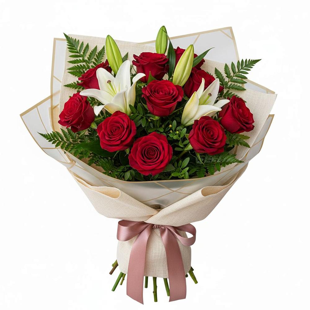 Букет цветов из: Лилии и Розы в Тимшино