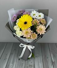 Букет цветов из:  Розы, Герберы и Хризантемы в Тимшино