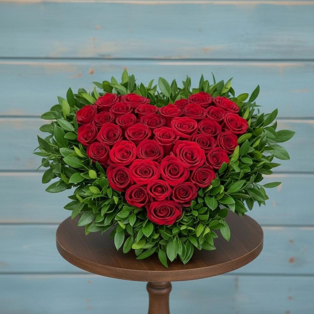 Цветочная композиция из Розы в виде сердца в Тимшино