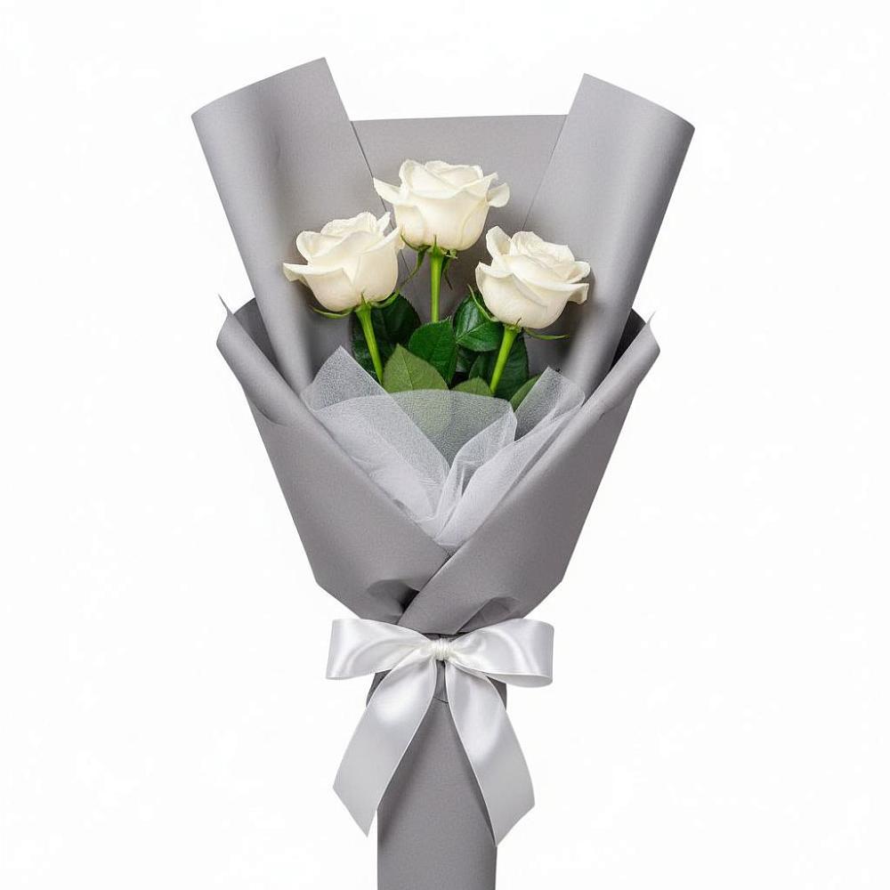 Букет 3 белые розы в Тимшино