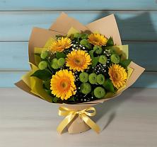 Букет цветов из:  Герберы и Хризантемы в Тимшино