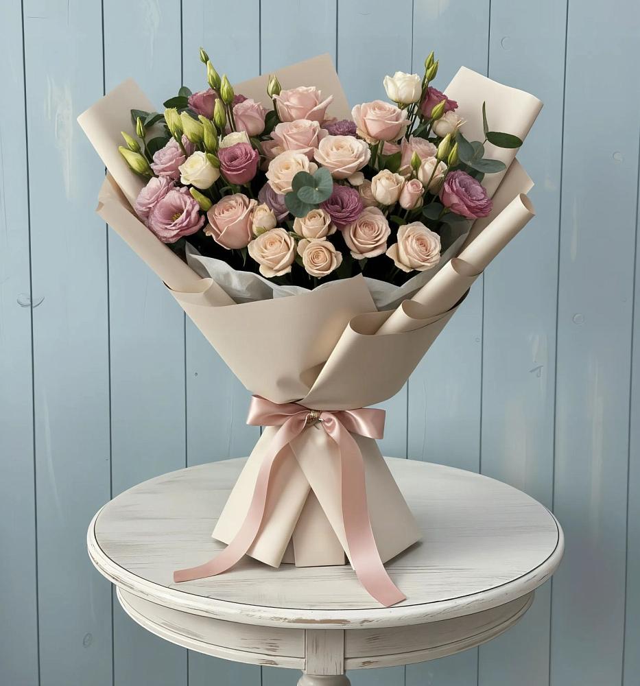 Букет цветов из: Розы и Лизиантусы в Тимшино