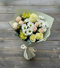 Букет цветов из:  Альстромерии, Розы и Хризантемы в Тимшино