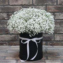 Цветочная композиция из Гипсофила в шляпной коробке в Тимшино